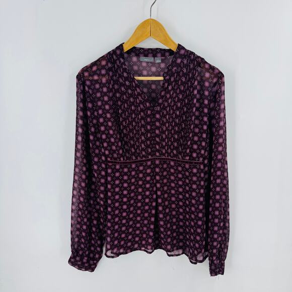 Apt. 9 Sheer Babydoll Blouse Size L Y2K Burnout Velvet Floral Boho Top - Picture 1 of 9